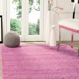 Shopgallery Pink Textured Anti Skid Rectangle Shaggy Carpet-picture-17