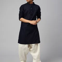 Sangria Boys Ethnic Motif Embroidered Chikankari Pure Cotton Straight Kurtas-21