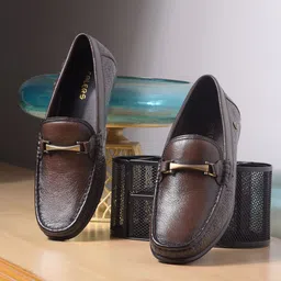 Liberty Men Textured Leather Horsebit Loafers-image-54
