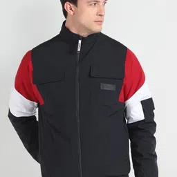U.S. Polo Assn. Denim Co. Colourblocked Mock Collar Bomber Jacket-image-97