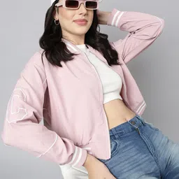 SHOWOFF Windcheater Mock Collar Crop Bomber Jacket-92