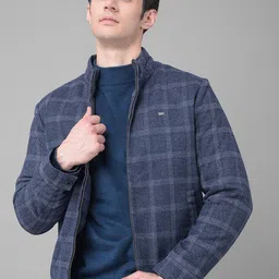 Crimsoune Club Men Checked Stand Collar Bomber Jacket-picture-28