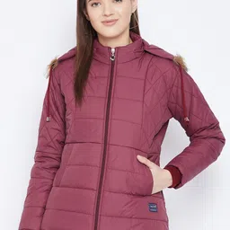 VERO AMORE Women Burgundy Hooded Insulator Parka Jacket-image-90