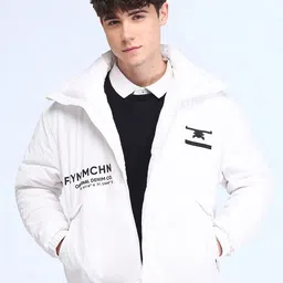 Flying Machine Men Mock Collar Typography Printed Casual Padded Jacket-image-18