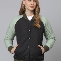 Campus Sutra Women Black Windcheater Bomber Jacket-image-79