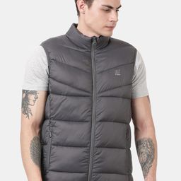 t-base Men Grey Windcheater Puffer Jacket-0