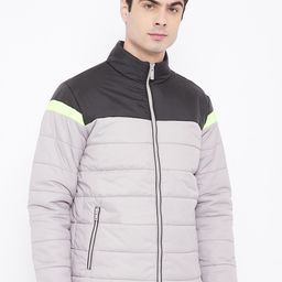 Duke Men Grey & Black Colourblocked Puffer Jacket-image-68