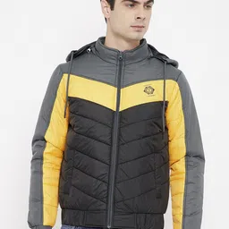 Duke Men Grey &Black Colourblocked Puffer Jacket-picture-32