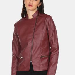 Flying Machine Women Maroon Solid Tailored Jacket-image-73