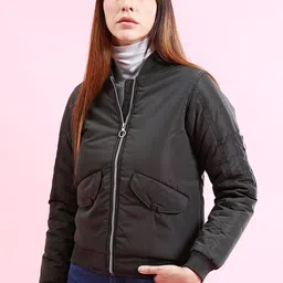 Freehand by The Indian Garage Co Lightweight Stand Collar Bomber Jacket-image-51