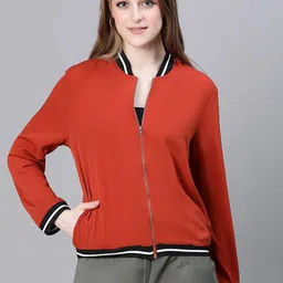 Oxolloxo Mock Collar Lightweight Zip Detail Bomber Jacket-image-75