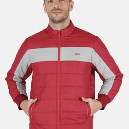 Monte Carlo Men Red Colourblocked Lightweight Bomber Jacket-image-28