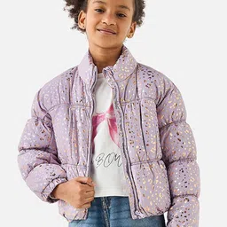 Juniors by Babyshop Girls Mock Collar Abstract Printed Casual Lightweight Puffer Jacket-image-36