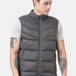 t-base Men Grey Windcheater Puffer Jacket-22