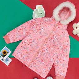 YU by Pantaloons Girls Floral Printed Woven Fur Longline Padded Jacket-image-89