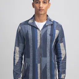 URBARO Men Checked Longline Cycling Bomber Jacket-picture-4