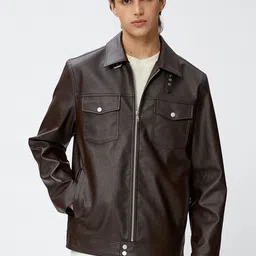 Koton Spread Collar Biker Jacket-image-31