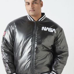 Bewakoof Plus Men Stand Collar Solid Casual Bomber Jacket-image-74