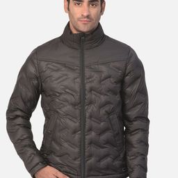 Woodland Men Black Water Resistant Bomber Jacket-image-41