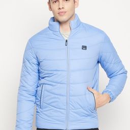 Spirit Men Blue Stand Collar Long Sleeves Windcheater and Water Resistant Puffer Jacket-image-11