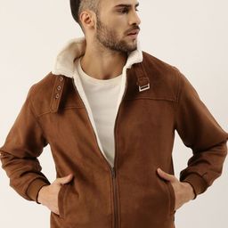 Campus Sutra High Neck Windcheater Fleece Bomber Jacket-image-9