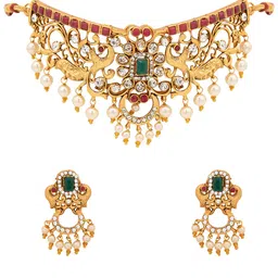 Yellow Chimes Gold-Plated Stone-Studded Jewellery Set-image-25