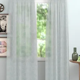 Peepul Tree Off White & Green 2 Pieces Floral Sheer Window Curtains-25