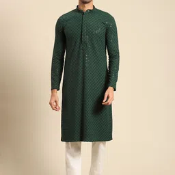 RAJUBHAI HARGOVINDAS Men Floral Chikankari Cotton Kurta-picture-37