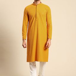 RAJUBHAI HARGOVINDAS Men Floral Chikankari Kurta-picture-48