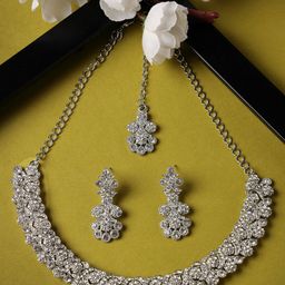 Sukkhi Rhodium Plated AD Studded Choker Necklace Jewellery Set-picture-43