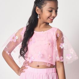 studio rasa Sleeveless Floral Embroidered Sheer Crop Top-6
