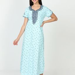 9shines Label Floral Printed Pure Cotton Maxi Nightdress-image-22