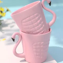 The Earth Store Pink Handcrafted Textured Ceramic Glossy Mugs Set of Cups and Mugs-picture-15