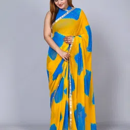 VL SAREES Tie and Dye Beads and Stones Pure Chiffon Leheriya Saree-image-89