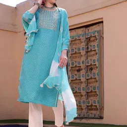 Sangria Embroidered Leheriya Kurta Set-19