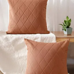 TARAN LIVING Rust 2 Pieces Geometric Textured Square Cushion Covers-image-36