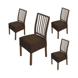 HOKIPO Brown 4 Pieces Velvet Chair Covers-picture-0