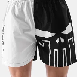 The Souled Store Men Black Punisher Printed Pure Cotton Shorts-image-70