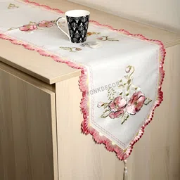 TANLOOMS White & Pink Floral Embroidered Table Runner-19