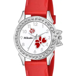 Mikado Women White Brass Embellished Dial & Red Leather Straps Analogue Watch AA 1223-image-89