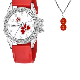 Mikado Women Red & Silver-toned Brass Dial & Red Leather Straps Analogue Watch-image-39