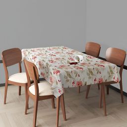 Trance Home Linen Pink Floral Waterproof Cotton 8-Seater Table Cover with Textured details-image-65