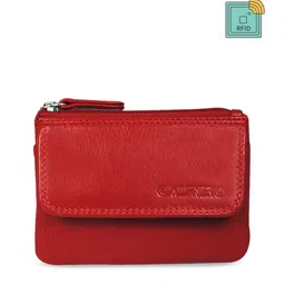 CALFNERO Unisex Red Solid Zip Around Leather Wallet-picture-36