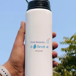 Indigifts White & Blue Printed Aluminium Water Bottle 750ml-image-56
