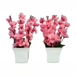 WELL ART GALLERY Pink Cherry Blossom Artificial Flower With Pot-image-22
