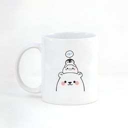 CLAY CRAFT White & Black Printed Ceramic Glossy Mugs 350ml-45