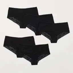 H&M Women Pack of 5 Black Solid Hipster Briefs-picture-11
