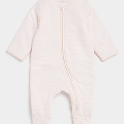 mothercare Infant Girls White & Pink Pure Cotton Striped Snowsuit Sleepsuit-image-45
