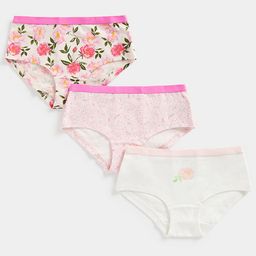 mothercare Infant Girls Pink & White Pack Of 3 Printed Mid-Rise Hipsters-image-60
