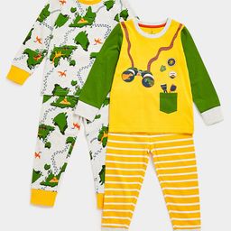 mothercare Boys Pack of 2 Printed Pure Cotton T-shirt with Joggers in Grey & Yellow-image-53